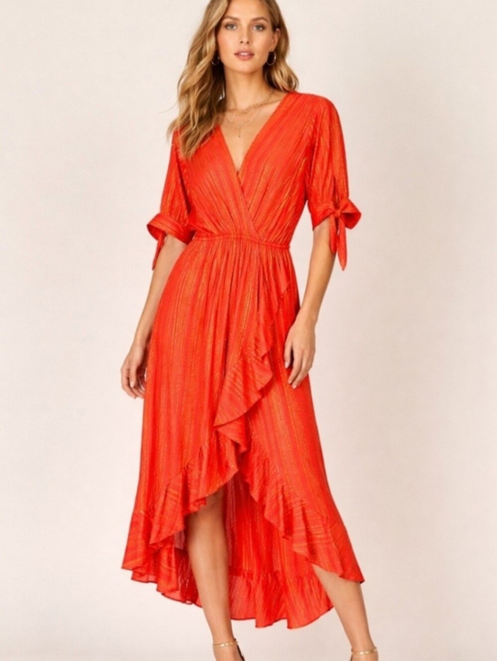 NWT Michael Kors Sangria Gold Metallic High Low Dress Size M